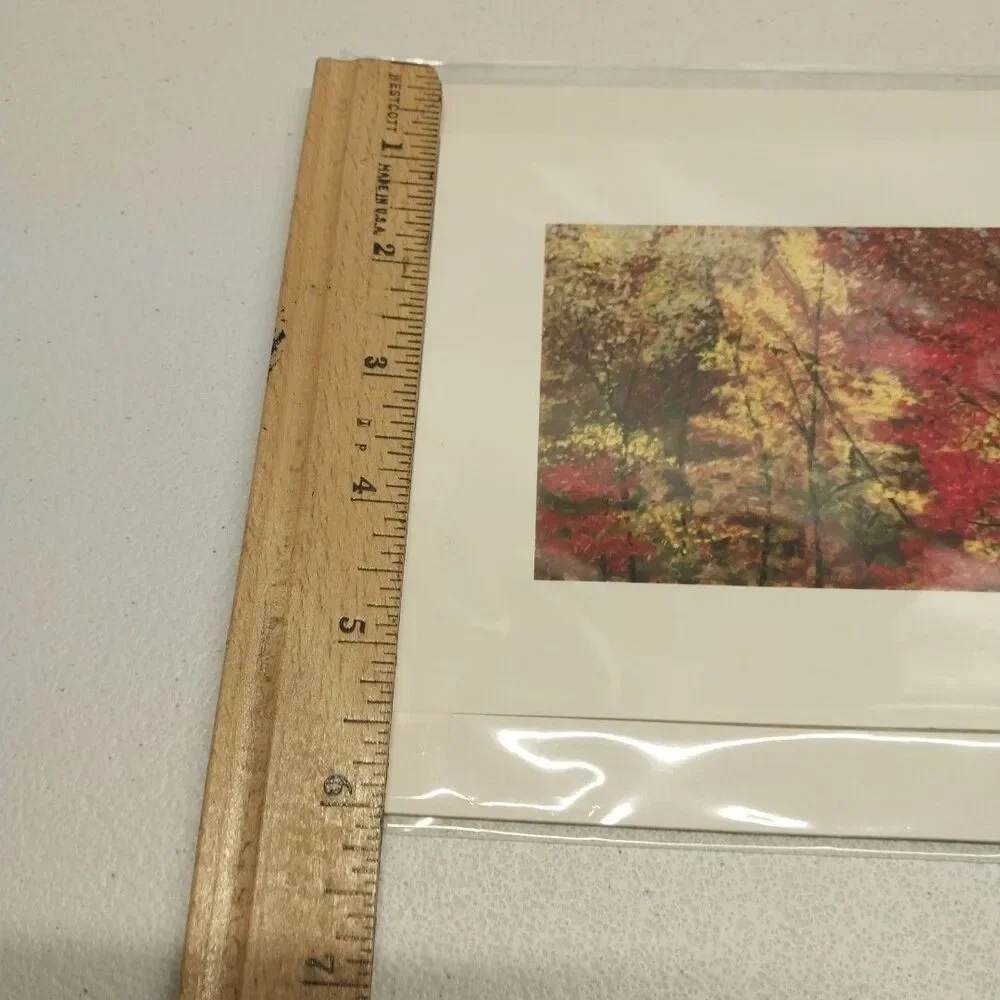George Burr Autumn Trees Print 12x6 Panoramic Fall Landscape Matted